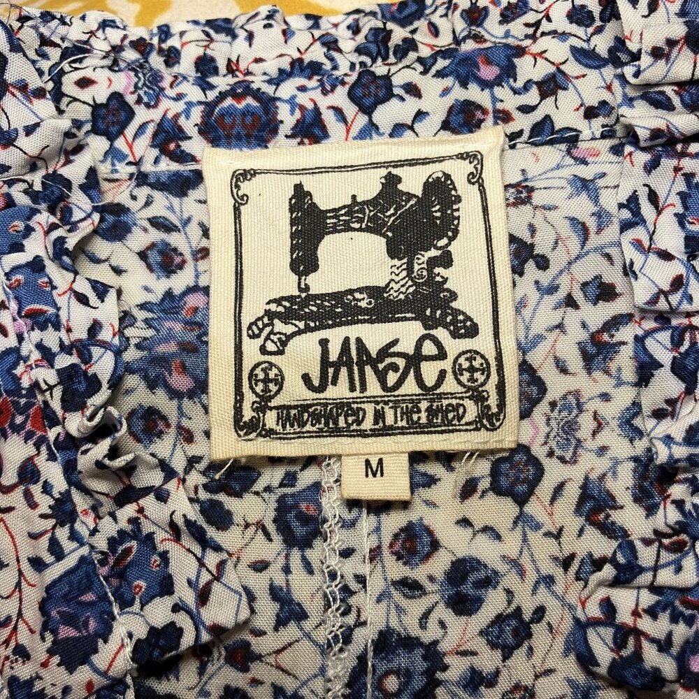 Jaase Flowy Flutter Sleeve, Mixed Print Midi ”Pea… - image 5